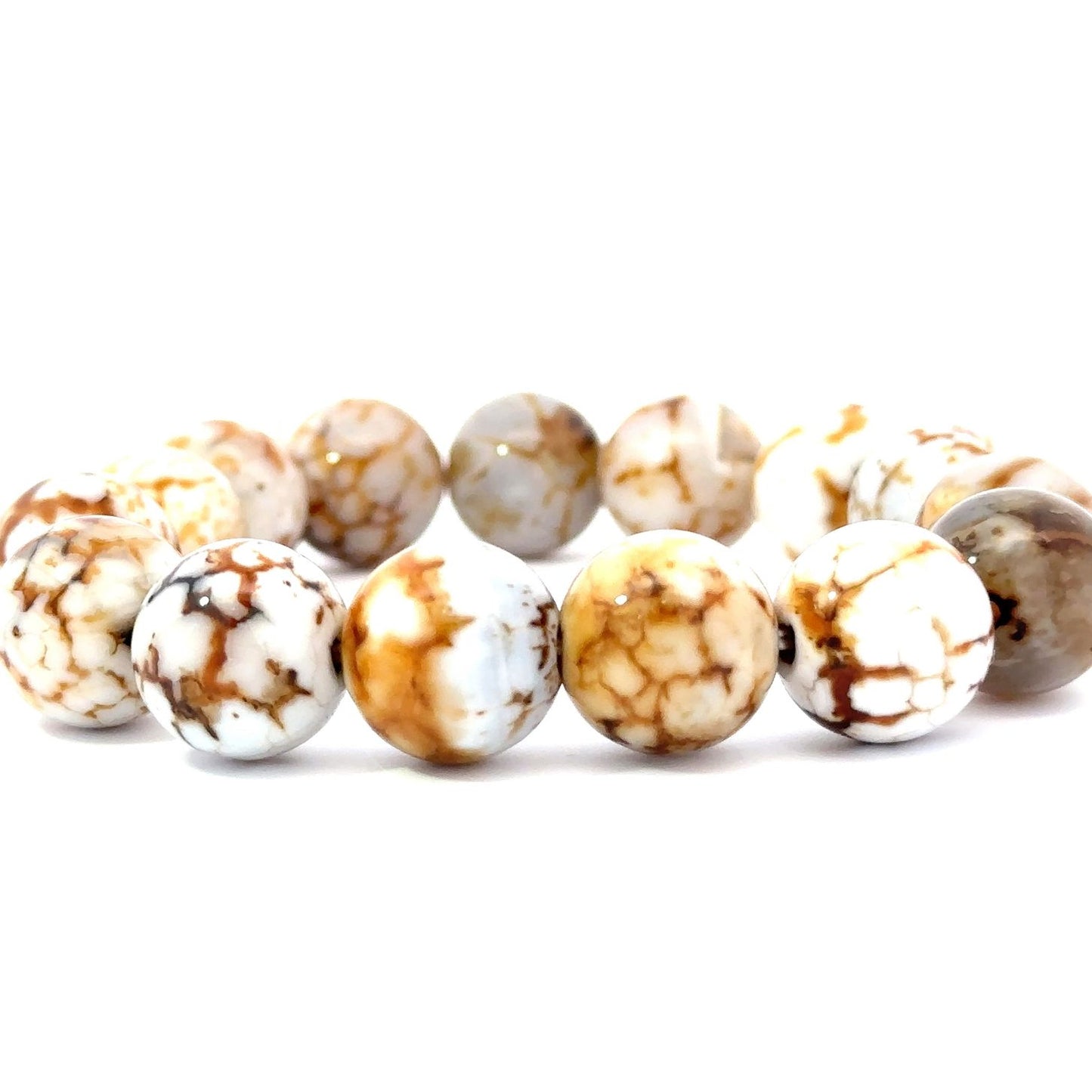 Fossil coral beads bracelet