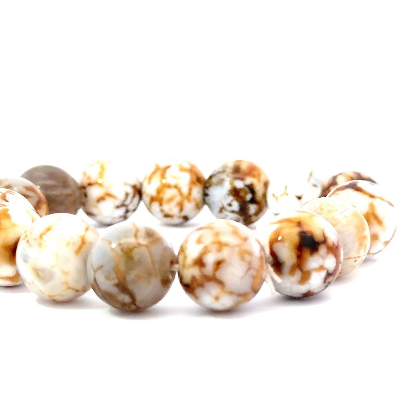 Fossil coral beads bracelet