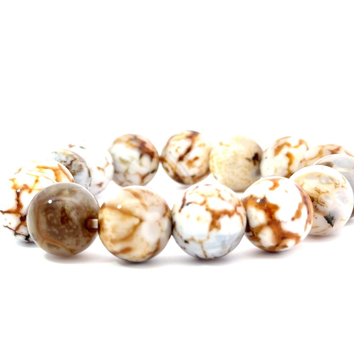 Fossil coral beads bracelet