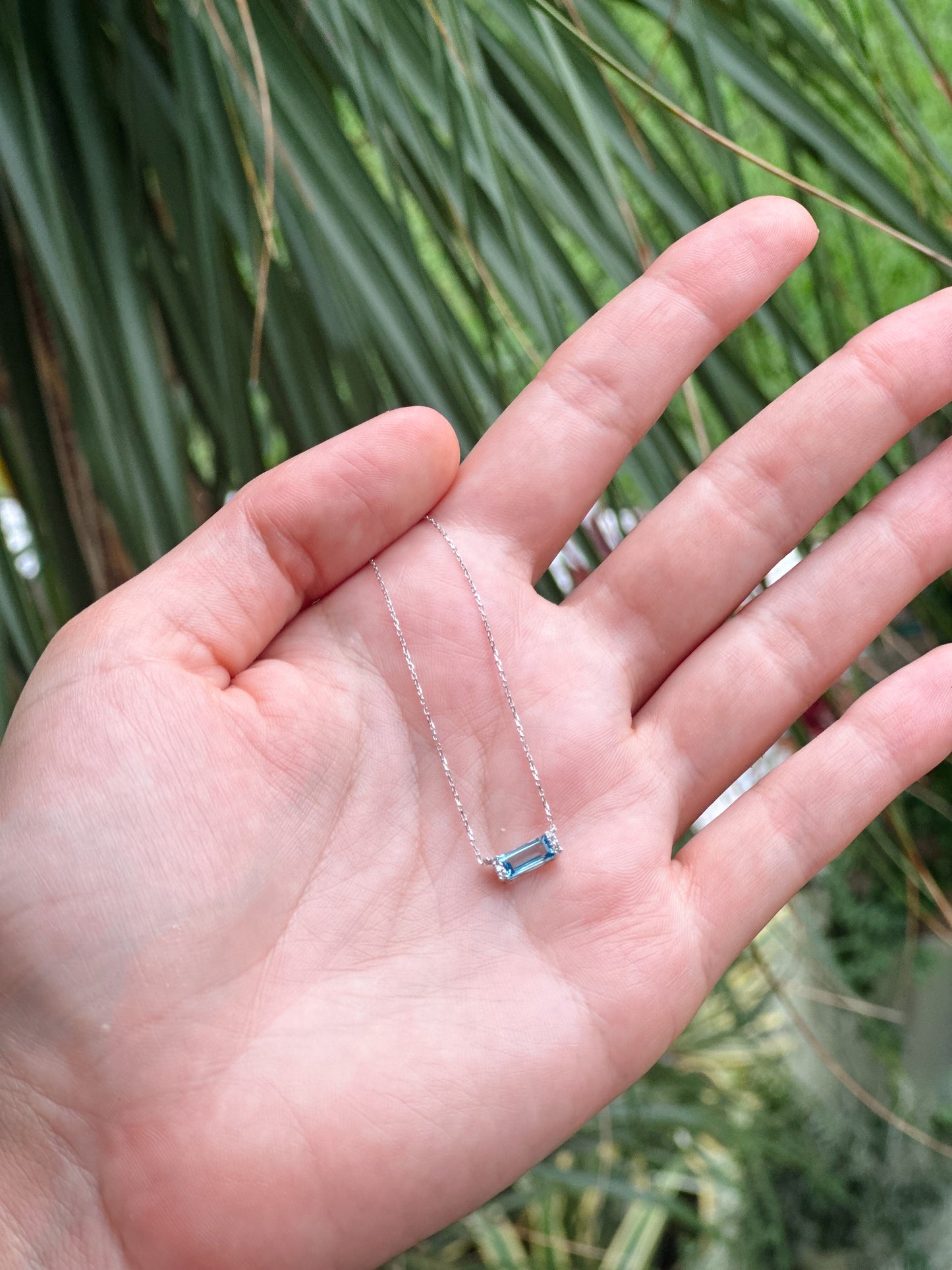 Natural Blue topaz and diamond necklace
