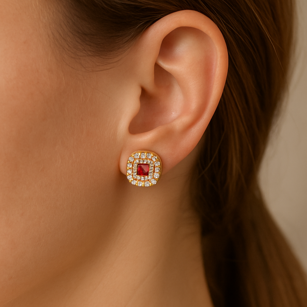 Princess-cut pink sapphire earrings