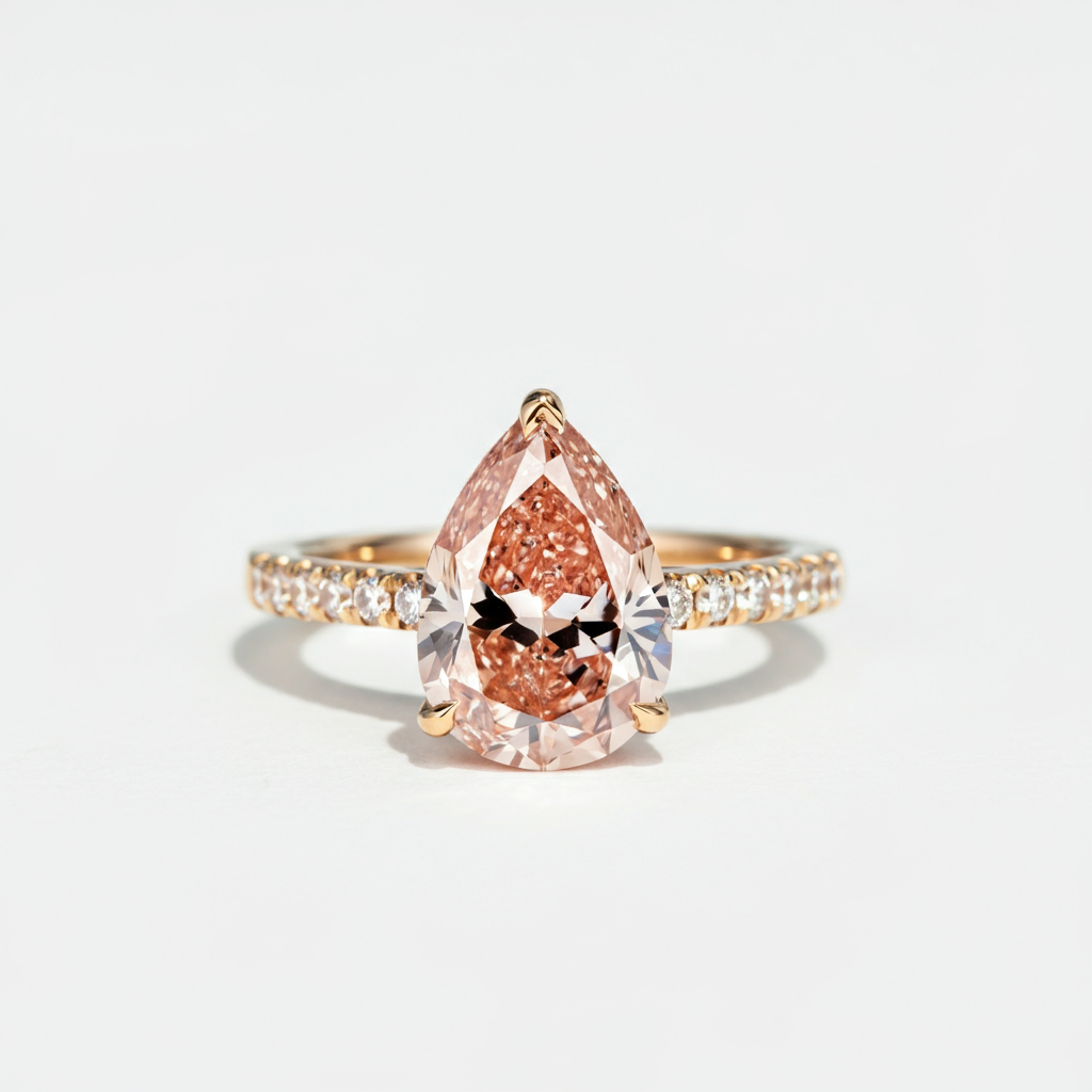 Pear-shape morganite diamond ring
