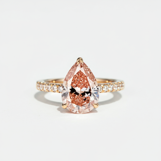 Pear-shape morganite diamond ring