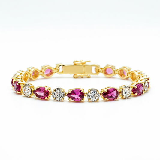 Pear-shape pink sapphire diamond bracelet