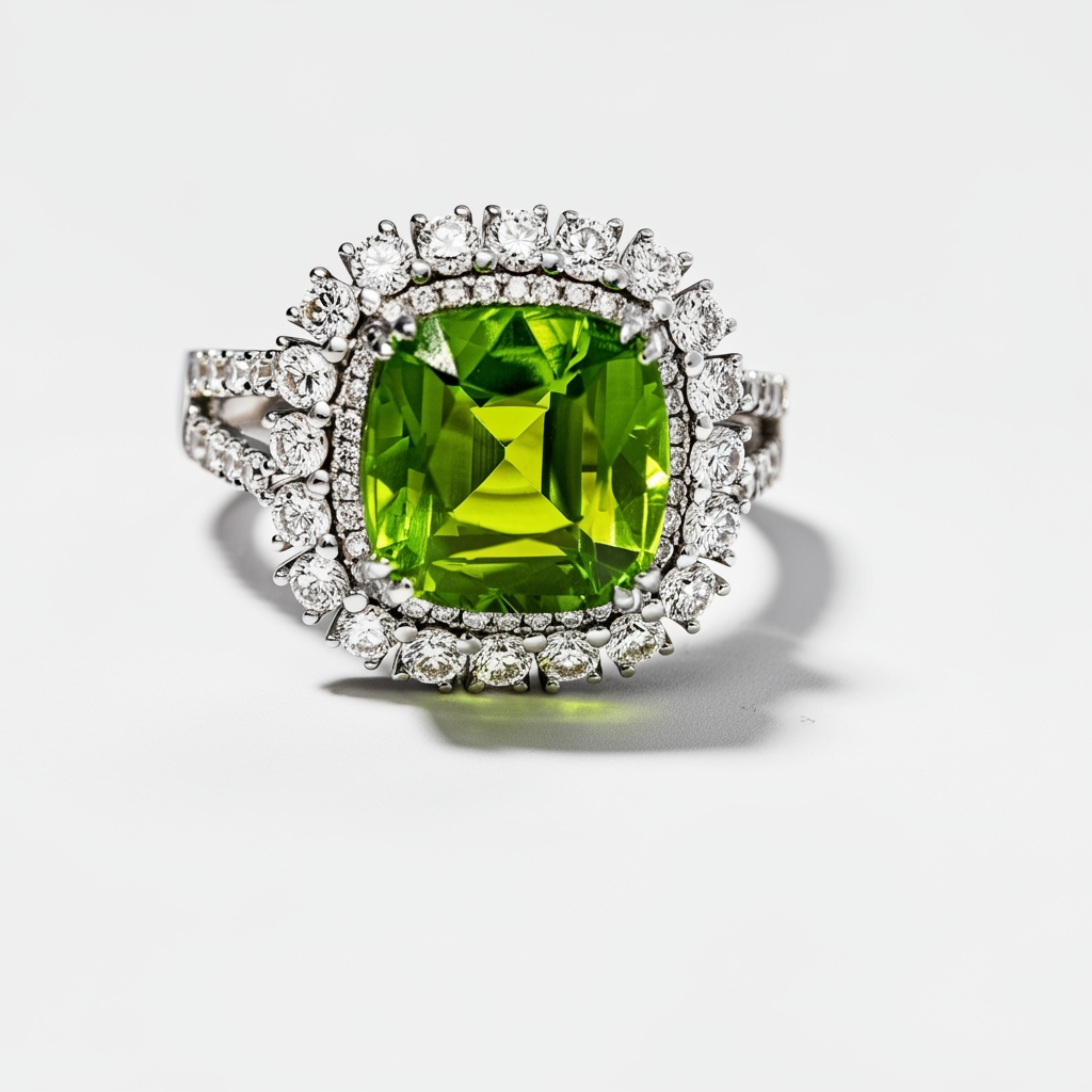 Peridot diamond ring