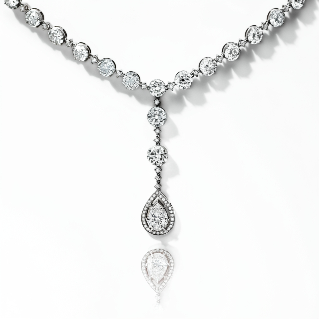 V-shape teardrop diamond necklace