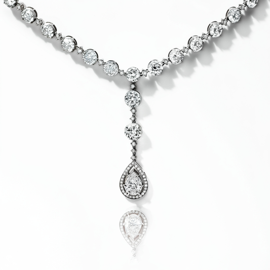 V-shape teardrop diamond necklace