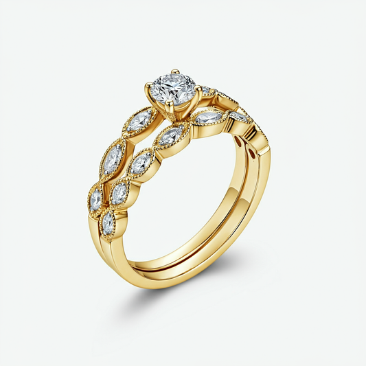 Round brilliant double-band diamond ring