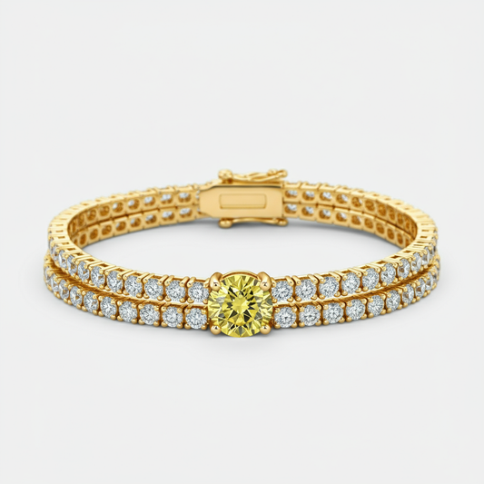 Fancy yellow double stack tennis bracelet