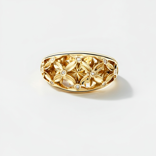 Basket of diamonds flowers ring