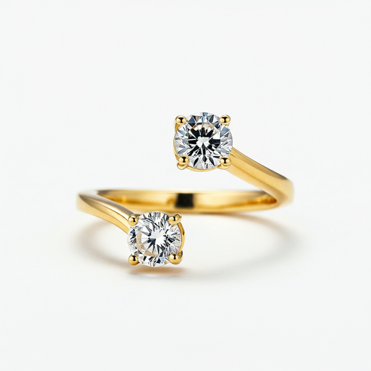 Bypass round-cut diamond ring