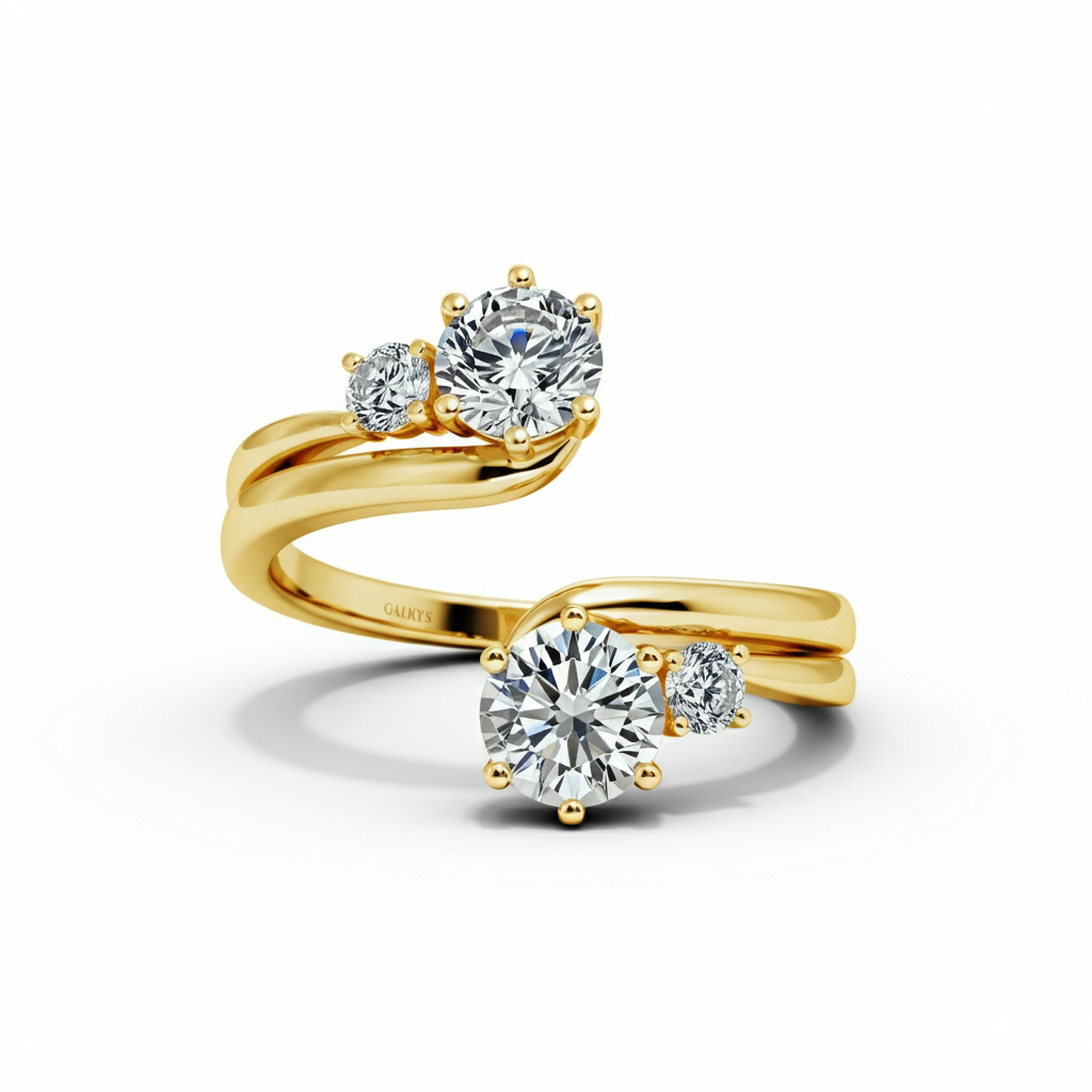 Bypass double diamond ring
