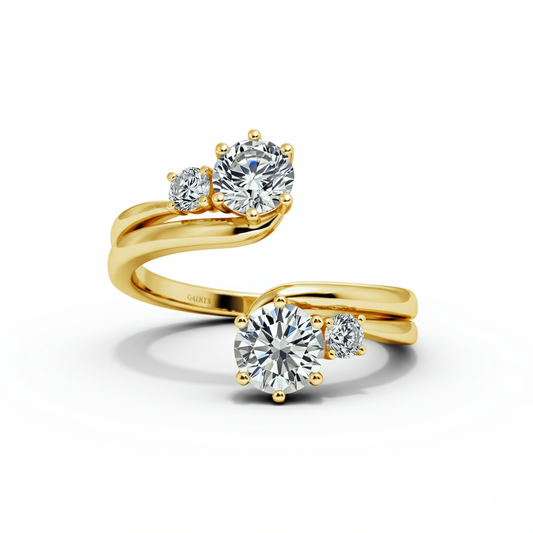 Bypass double diamond ring