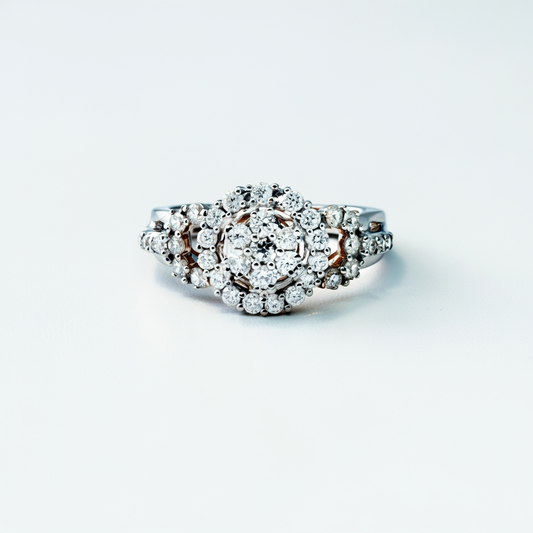 Radiant cluster diamond ring