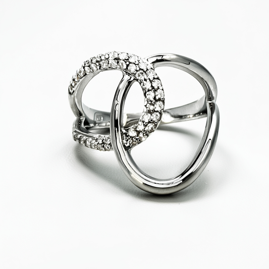 White diamond crossed ring
