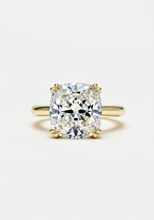 Cushion-cut solitaire diamond ring