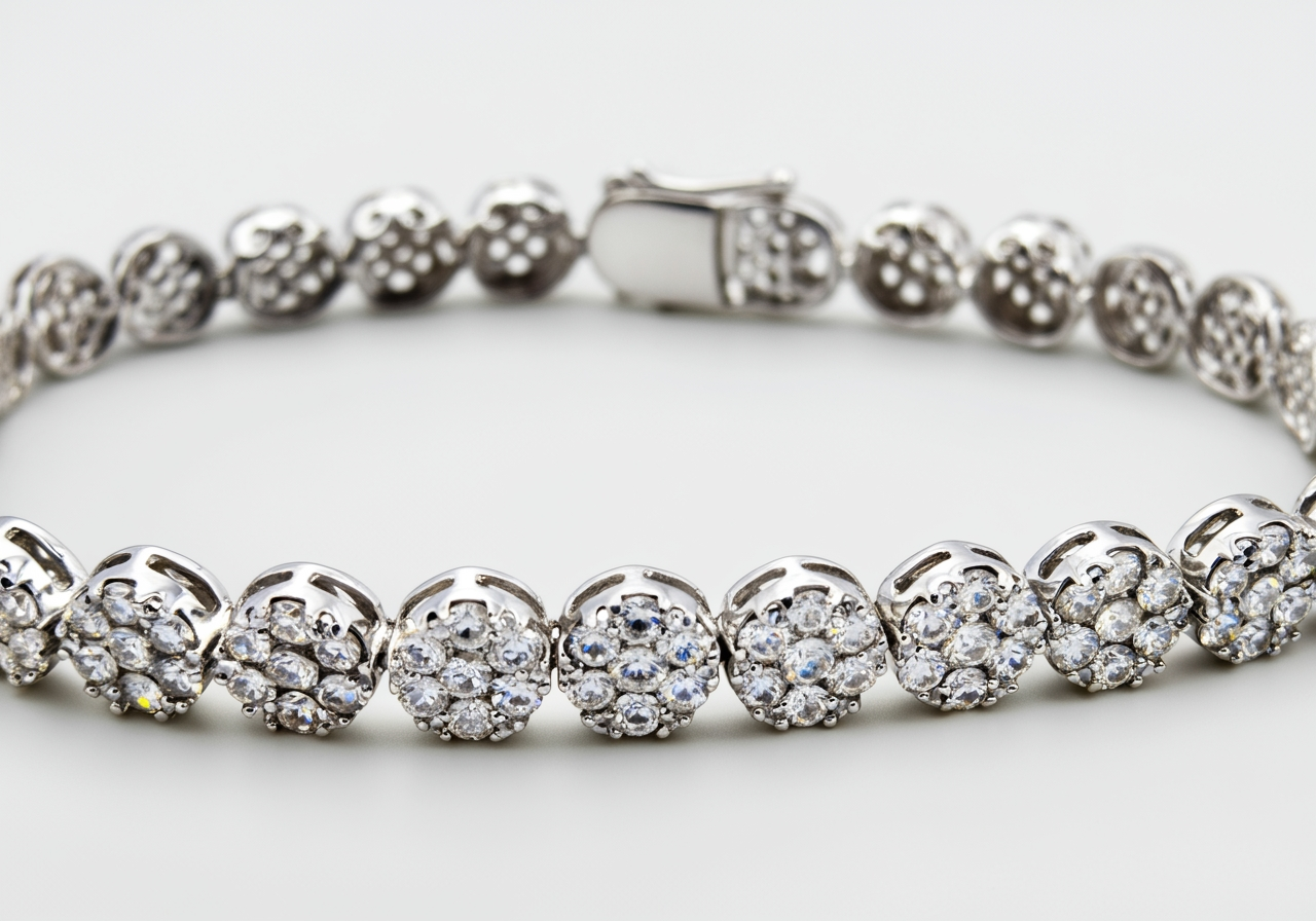 Diamond cluster tennis bracelet
