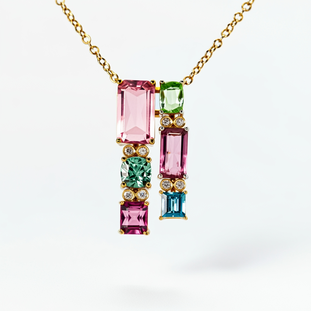Color cascade necklace