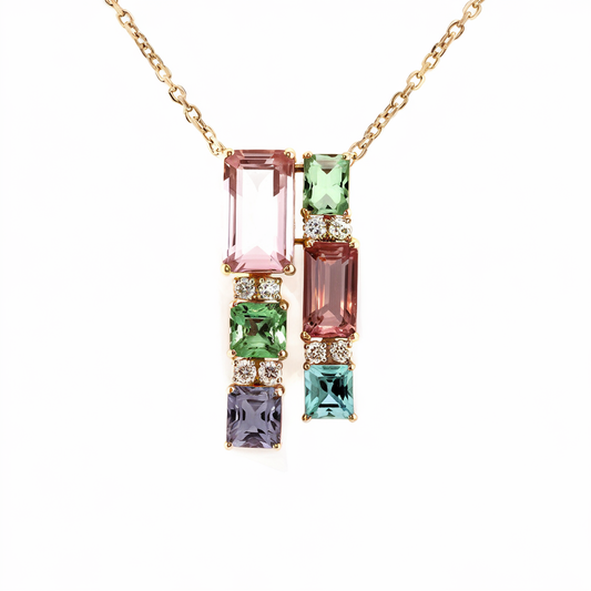 Color cascade necklace