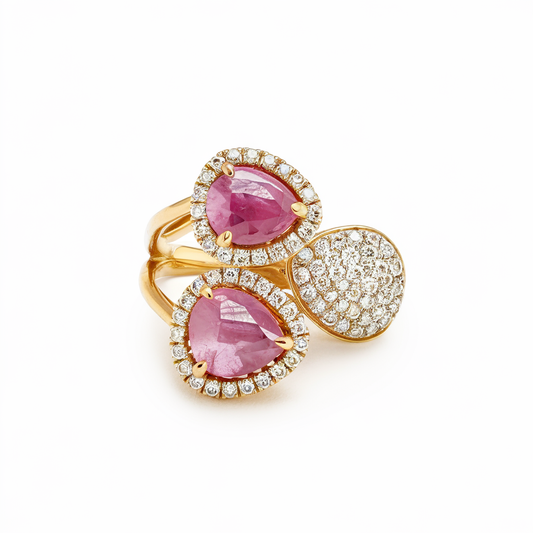 Cabochon tourmaline diamond ring