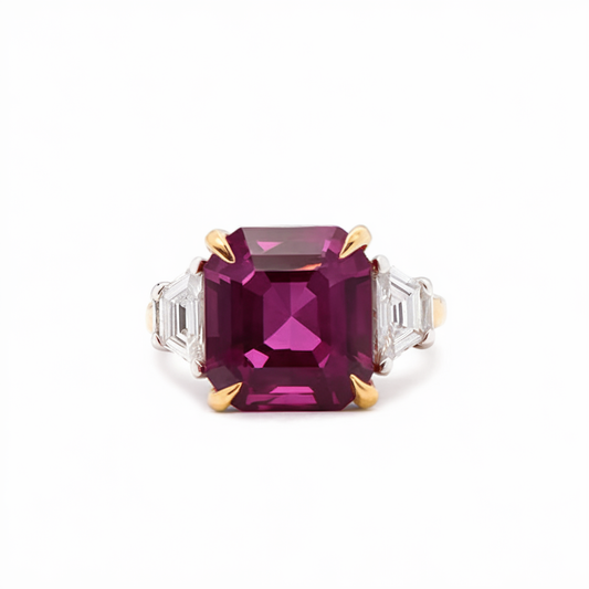 Red tourmaline diamond ring
