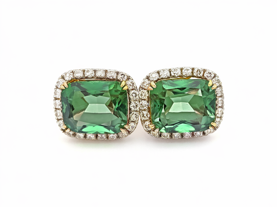Peridot cushion-cut earrings