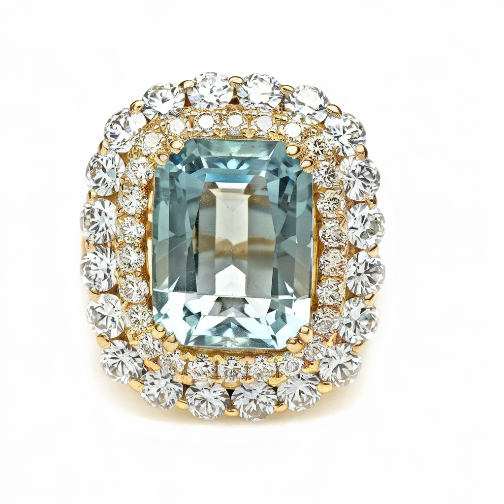 Seafoam tourmaline diamond ring