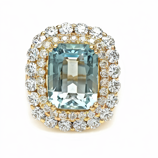 Seafoam tourmaline diamond ring