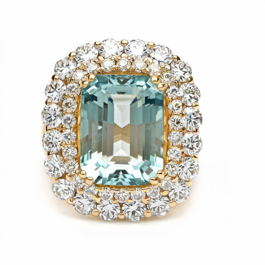 Seafoam tourmaline diamond ring