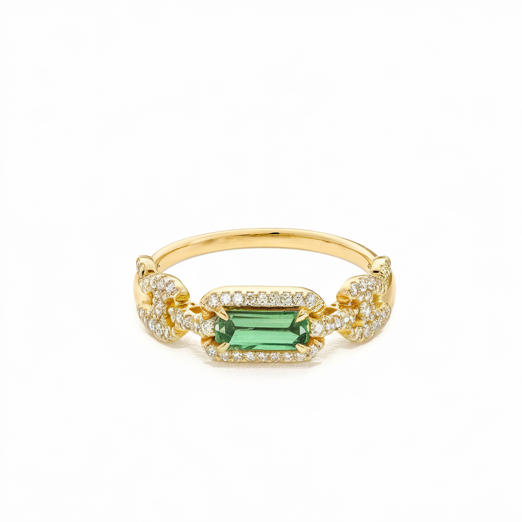 Tourmaline diamond ring