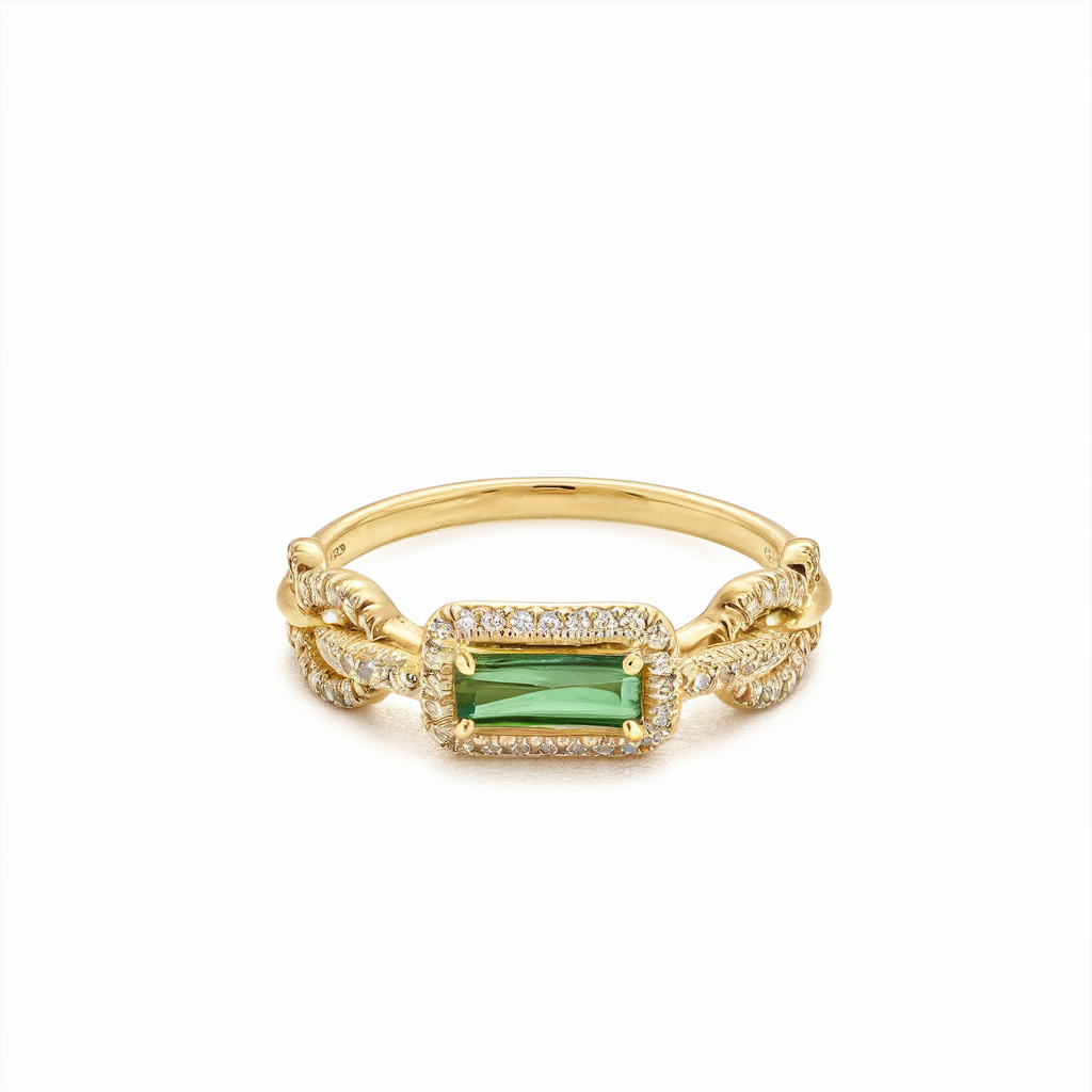 Tourmaline diamond ring
