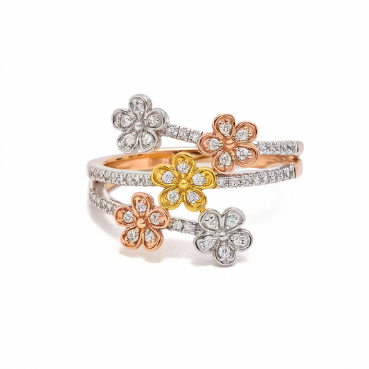 Diamond flower cluster ring