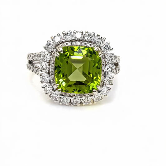 Peridot diamond ring