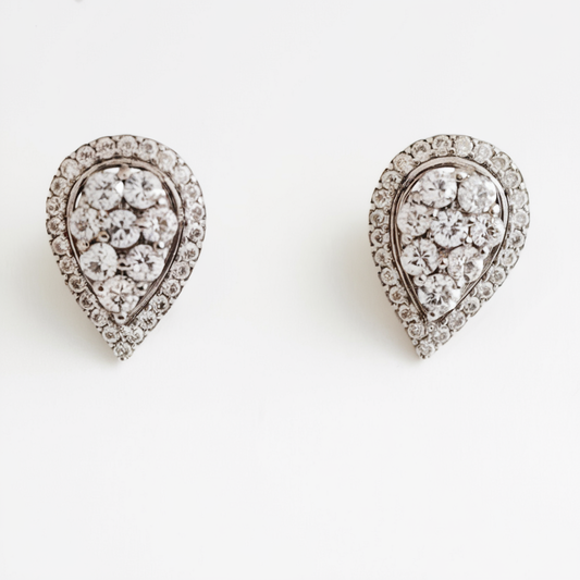 Pear shape cluster diamond earrings