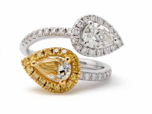 Dual pear-shape diamond ring