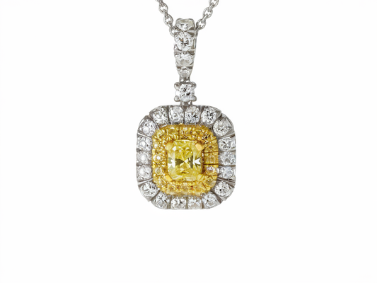 Cushion-cut yellow diamond necklace