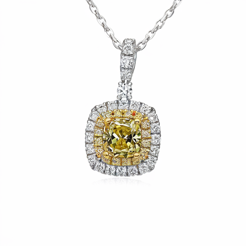 Fancy yellow radiant cut necklace