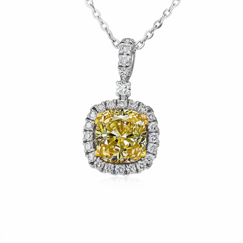 Fancy yellow radiant cut necklace