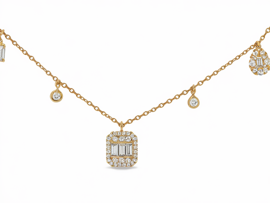 Baguette diamond necklace