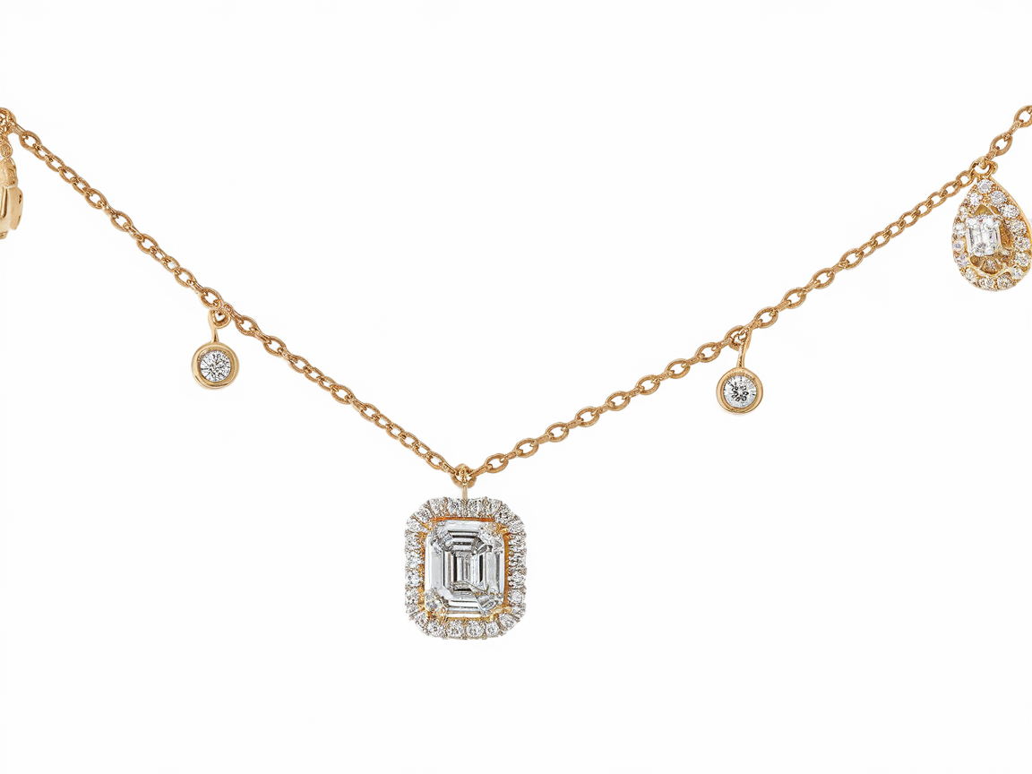 Baguette diamond necklace