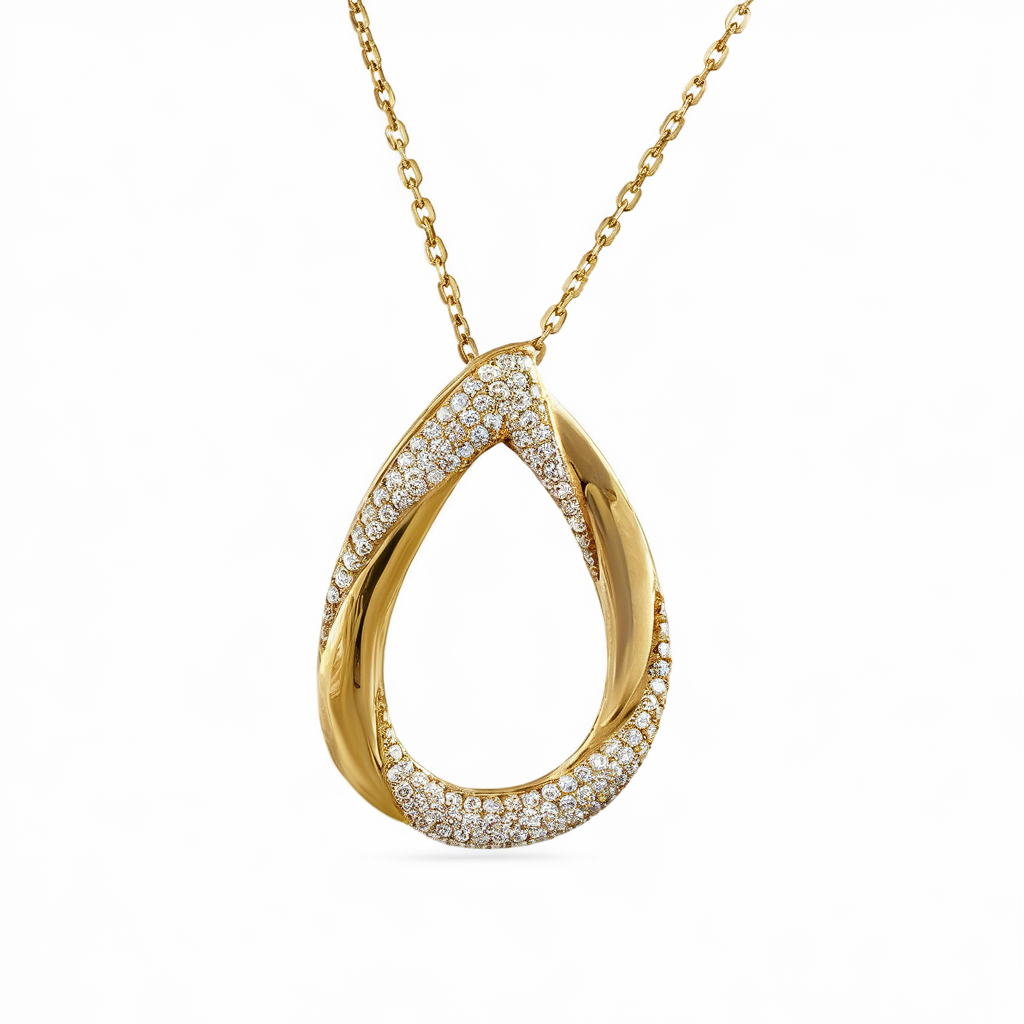 Tear drop yellow gold necklace