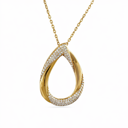 Tear drop yellow gold necklace