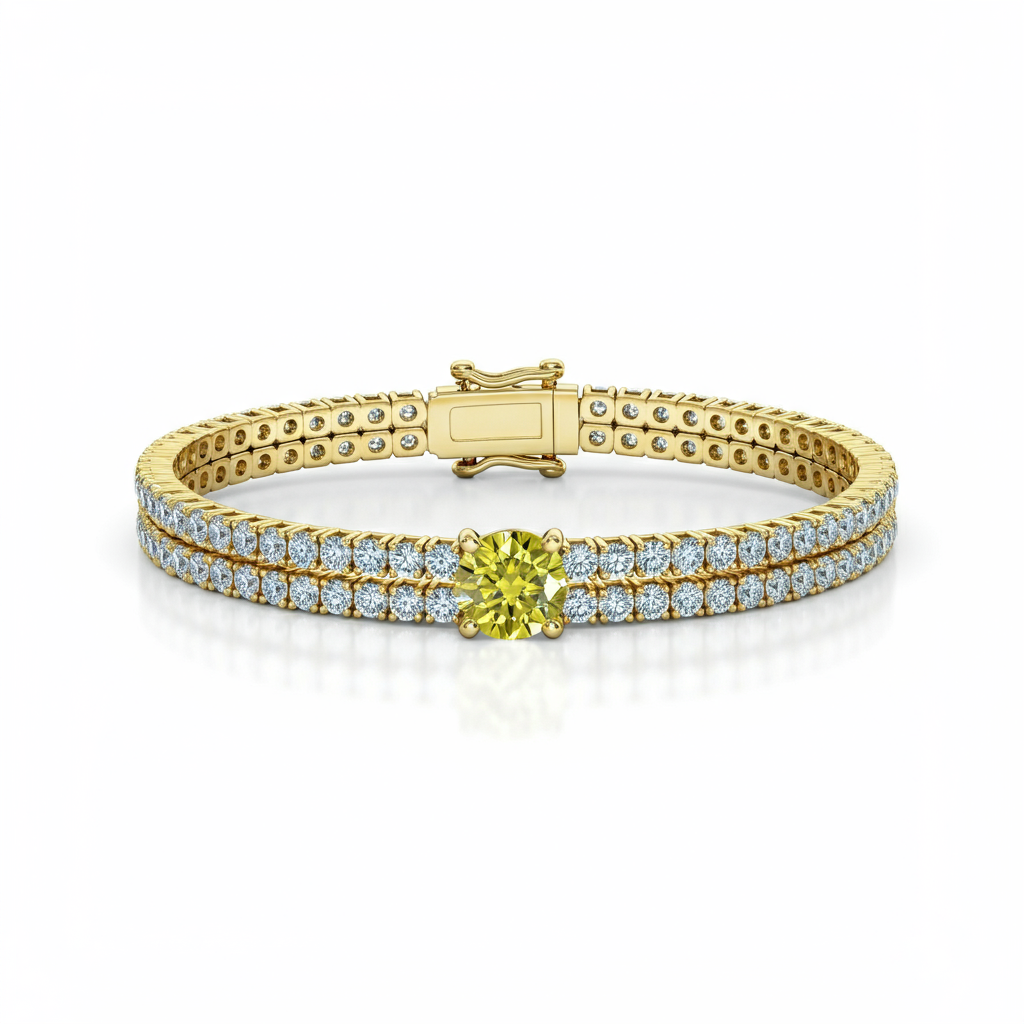 Fancy yellow double stack tennis bracelet