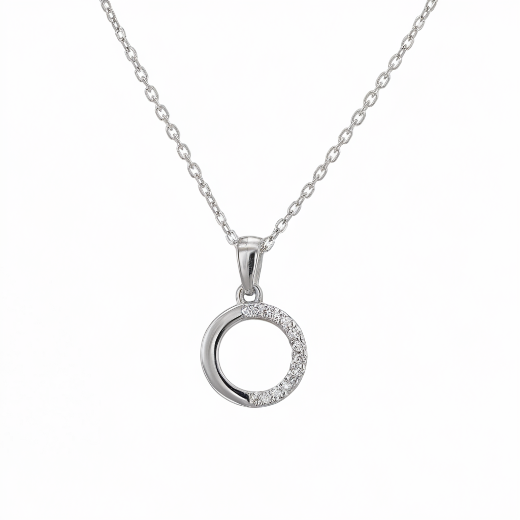 Dainty circle of diamonds necklace