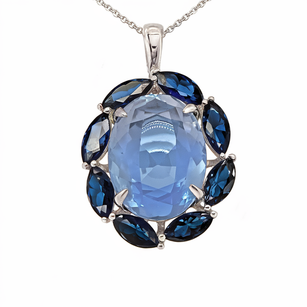 Cabochon aqua and sapphire necklace